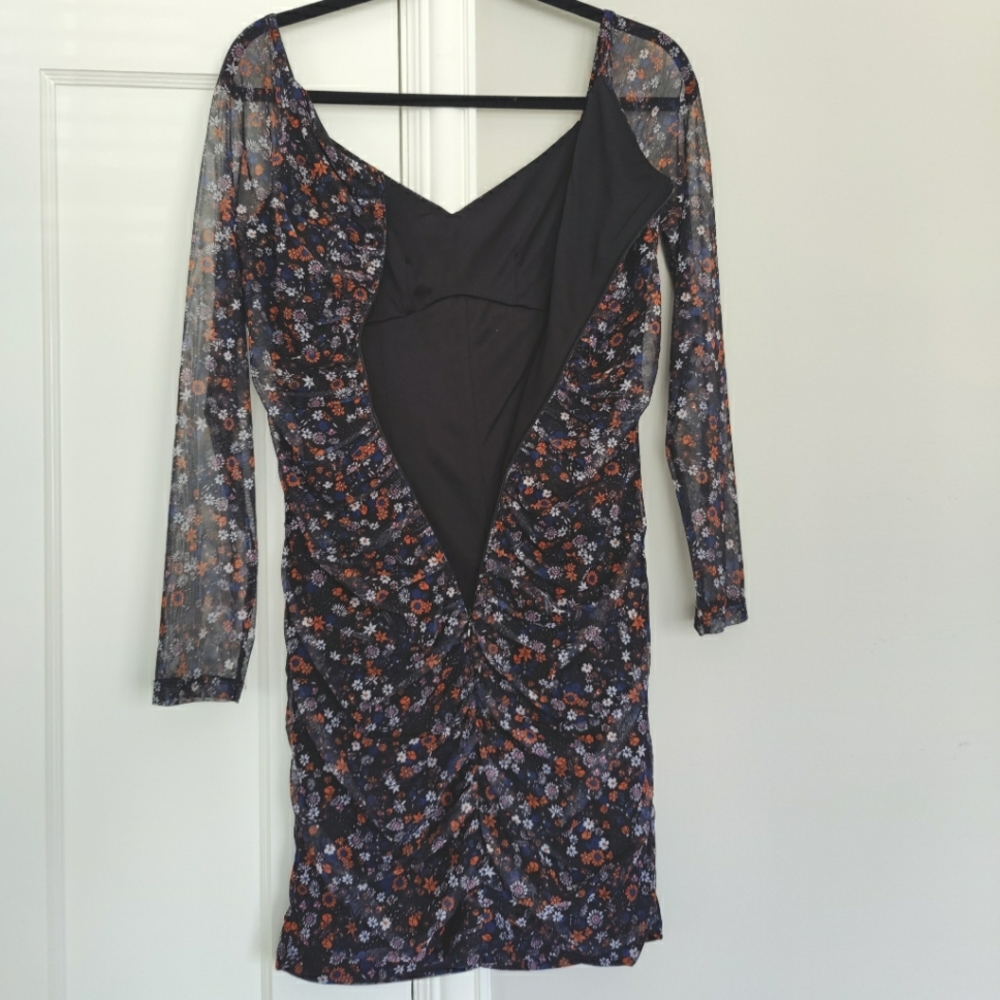 BCBGeneration Dark Mesh Floral Mini Dress | 8 - Picture 15 of 16